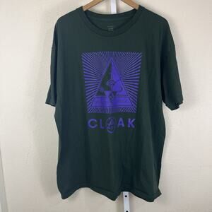 Cloak Occultis Aperta Graphic Short Sleeve Tee Unisex 2XL Forest Green Purple